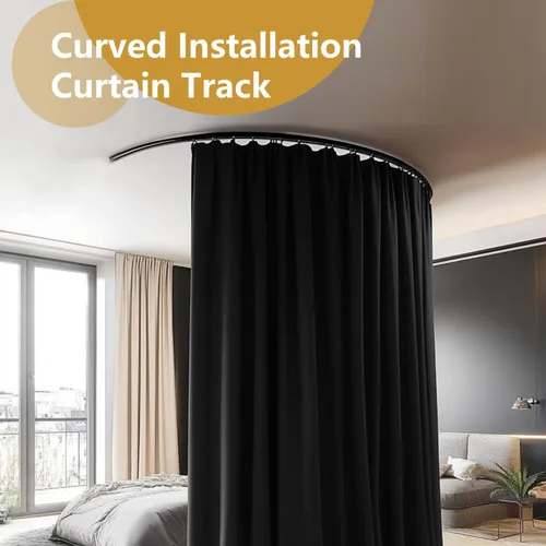 Vista 7 de MaKefeile – Riel de cortina de techo flexible para montaje en techo o pared, divisor de habitación resistente para sala de estar, dormitorio, ducha
