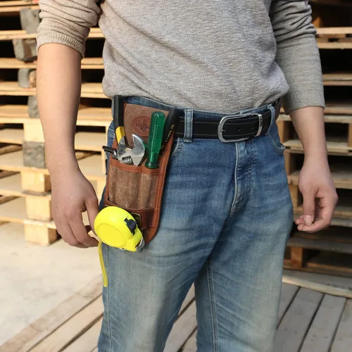 Vista 8 de Bolsa de Herramientas de Lona TOURBON con Soporte para Cinturón, Cinta Métrica, Alicates, Llave de Tuercas