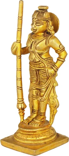 Vista 2 de Exotic India Udupi Krishna - Estatua de latón - Color latón natural
