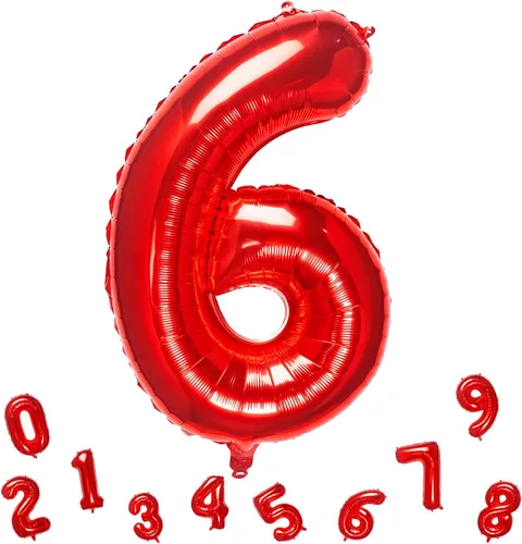 Vista 11 de Globos rojos de 32 pulgadas con el número 3 de aluminio, suministros de decoración de fiesta de cumpleaños (globo rojo del número 3)