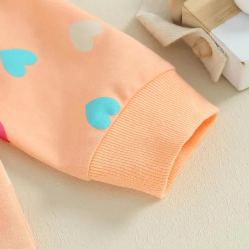Vista 5 de Sudadera de manga larga con estampado de corazón para el día de San Valentín para niñas pequeñas, ropa de primavera