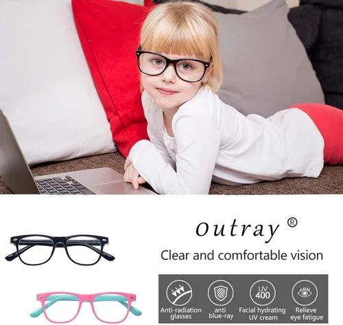 Vista 4 de Anteojos con bloqueo de luz azul de computadora para niños y niñas de 3 a 12 años, antifatiga visual