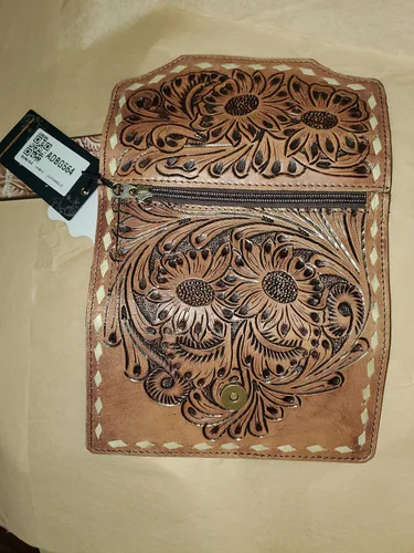 Vista 4 de American Darling Cartera de piel tallada a mano de 3.9 x 7.9in, para mujer, estilo occidental