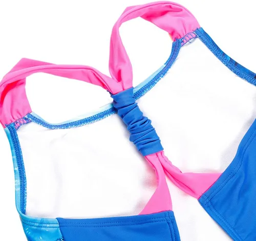 Vista 4 de Belloo traje de baño para niñas, traje de baño con espalda cruzada, tamaño 416