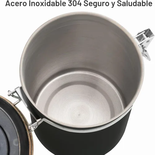 Vista 4 de TEDSWAIT Recipientes herméticos para café, contenedor de almacenamiento de granos de café de cocina de acero inoxidable con cuchara, rastreador