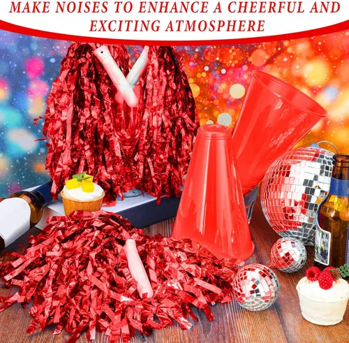Vista 4 de Sosation 24 pompones de megáfono de animadora y porristas para regalos de fiesta de Noisemaker para deportes de animación y megáfono para animación