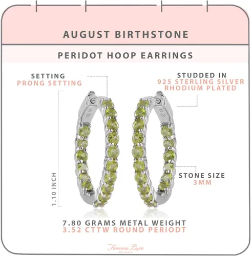 Vista 4 de Femme Luxe Pendientes de aro con piedras preciosas Inside-Out en plata, meses de piedra natal