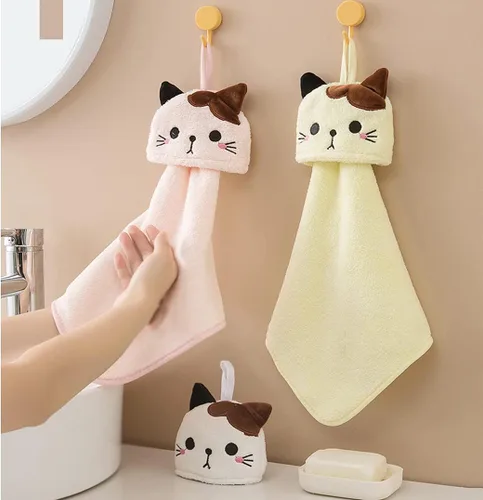 Vista 2 de PRATIQUE Paquete de 5 bonitas toallas de mano, toallas de baño con lazo para colgar, toalla de mano para niños, animales, toalla de mano absorbente