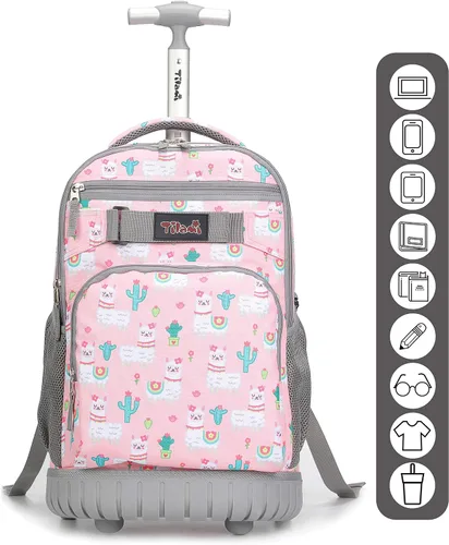 Vista 3 de Tilami Mochila con ruedas, mochila para laptop de 19 pulgadas con ruedas y lonchera