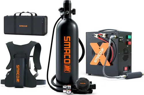 Vista 8 de Mini tanque de buceo 1.9L Kit de tanque de buceo Soporte de aproximadamente 25 minutos Dispositivos de respiración submarina Tanque de buceo Tanque