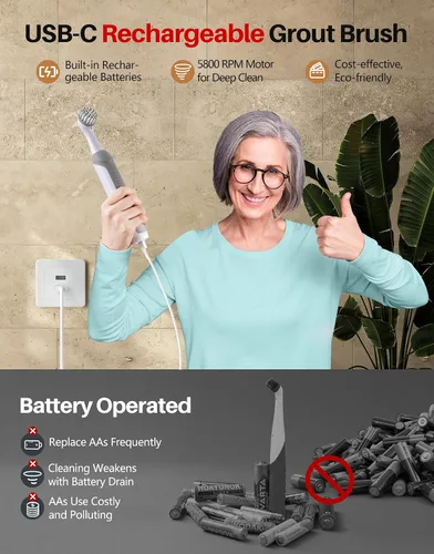 Vista 2 de kHelfer Cepillo de lechada eléctrico recargable con batería incorporada, cepillo de potencia de alambre de acero inoxidable KH6A mejorado e