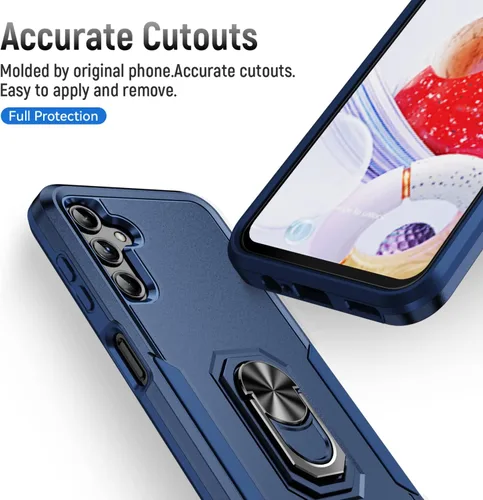 Vista 9 de Funda para Samsung Galaxy A14 5G con anillo de soporte, resistente protección de grado militar a prueba de golpes para Galaxy A14 5G funda de marino