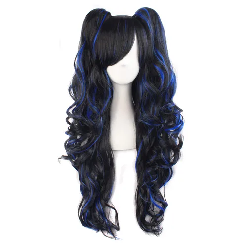 Vista 10 de MapofBeauty Peluca de disfraz de cosplay rizada en espiral de 32 pulgadas Azul celeste