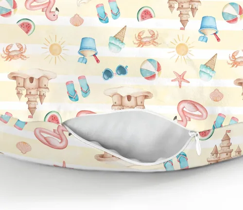 Vista 8 de Fundas de almohada de lactancia para niños y niñas, para verano, playa, helado, arena, flamenco, sol, guardería, almohadas para lactancia materna