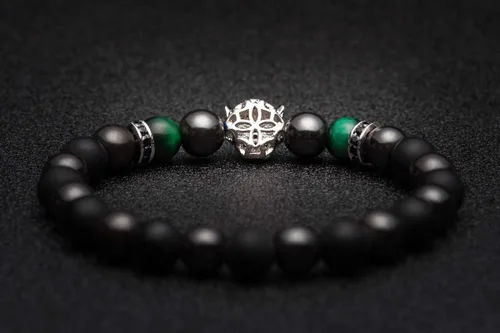 Vista 5 de Karseer Pulsera con dije de pantera negra, cristales de piedra natural y hematita magnética, regalo de joyería de animales espirituales para hombres