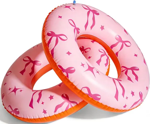 Vista 12 de 4 Pack Striped Large Inflatable Swim Rings, 35" Summer Adult Pool Float for Beach & Pool
