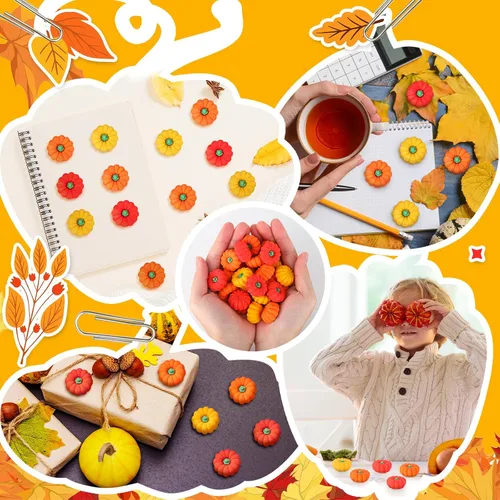 Vista 4 de 90 unidades de borradores de calabaza de otoño a granel para Acción de Gracias, mini borradores de lápiz 3D, papelería de calabaza de goma