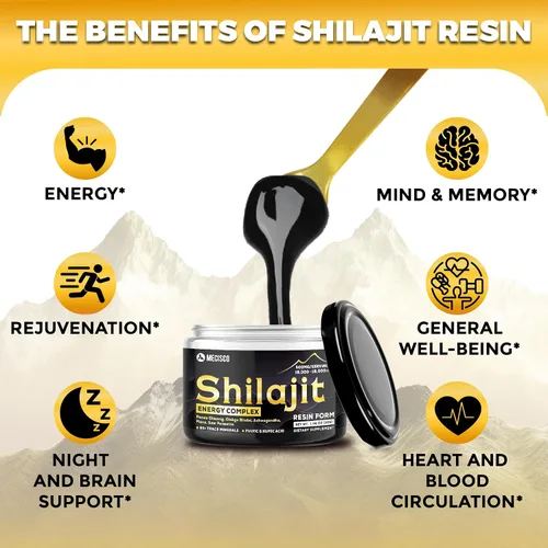 Vista 4 de Mecisco Resina Shilajit – Resina orgánica pura del Himalaya Shilajit, raíz de ginseng panax, hoja de ginkgo biloba y más – Apoya el bienestar