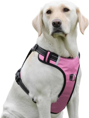 Vista 15 de Arnés para perro sin tirones con 2 anillos en D, ajustable, reflectante, suave, acolchado, chaleco Oxford y asa para perros pequeños, negro, S