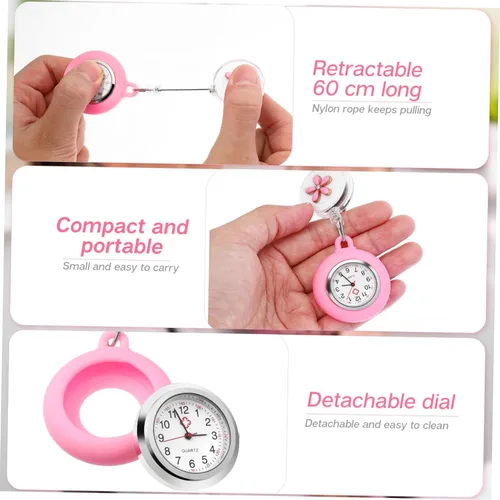 Vista 9 de Reloj de solapa para enfermera - Reloj retráctil con clip con bonito diseño de flores para médicos