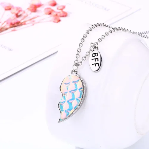 Vista 7 de MJartoria Collar BFF para 2 personas Collar con colgante de corazón a juego para mejores amigos para siempre, lindo regalo para el mejor amigo