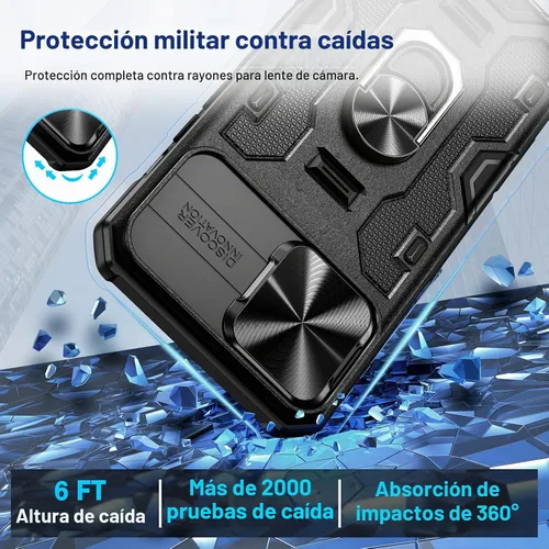 Vista 5 de VEGO Funda para iPhone 13 Pro Max/iPhone 12 Pro Max con soporte, cubierta deslizante para cámara y funda con clip para cinturón, funda protectora