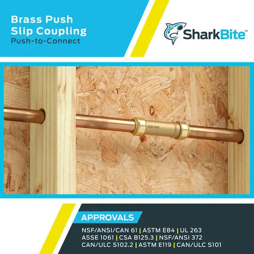 Vista 5 de SharkBite Acoplamiento deslizante de 1/2 pulgada, Empuje para conectar accesorios de plomería de latón, Tubo PEX, cobre, CPVC, PE-RT, HDPE, U3008LFA