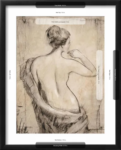Vista 5 de ART.COM Impresiones artísticas enmarcadas para pared, estudio de desnudo neutro II por Tim O'toole, decoración figurativa, 12 x 16 pulgadas, marco