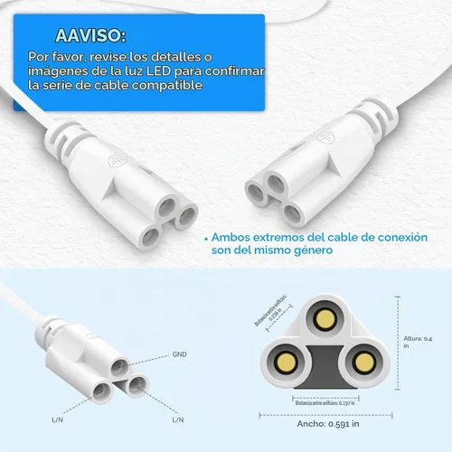 Vista 2 de Paquete de 4 cables de conexión hembra a hembra de 2 pies para luz LED T5 T8 de tienda
