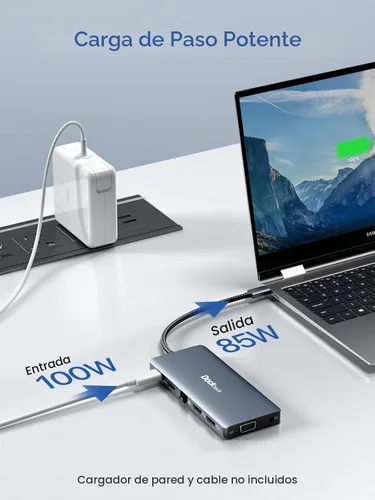 Vista 5 de Estación de acoplamiento USB C, dockteck 12 en 1 adaptador de concentrador 12 en 1 gris espacial
