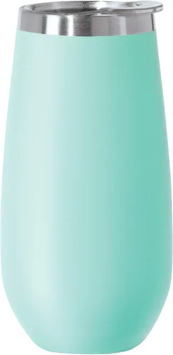 Vista 10 de OGGI Thermo Flute 'Celebrate Collection' - Vaso de copa de champán con aislamiento de acero inoxidable, grano de madera, 6 onzas, con tapa