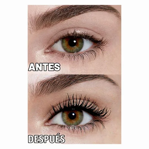 Vista 7 de Máscara de pestañas impermeable, Volum' Express The Colossal Big Shot, de la marca Maybelline New York , lavable, Blackest Black negro más negro