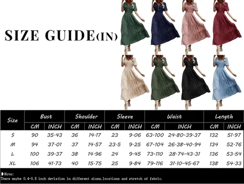 Vista 7 de Vestidos de regreso a casa para mujer, con botones sólidos, cuello en V, longitud de la cintura, vestido casual de verano, vestido grueso, S-XL