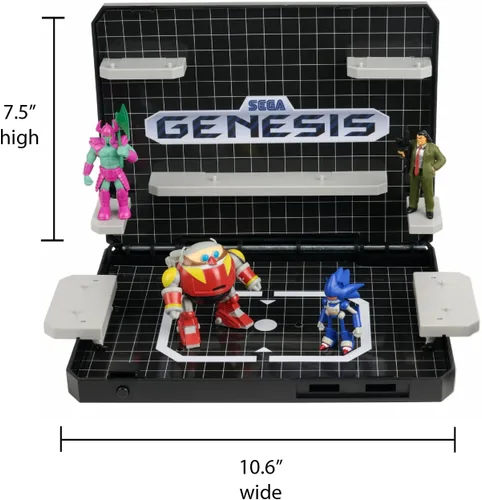 Vista 2 de Console Heroes SEGA Genesis Supervillain Boss Bundle Display – Includes 4 Villain Figures + Cartridge Storage Tray – Officially Licensed SEGA