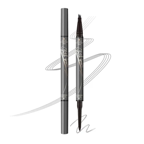 Vista 8 de Music Flower Pluma de cejas de microrelleno de doble extremo, lápiz líquido para cejas con 4 aplicadores de punta de cepillo micro y lápiz definidor