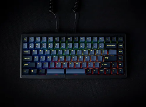 Vista 6 de Mistel BAROCCO MD770 RGB con cable + teclado mecánico inalámbrico Bluetooth TKL dividido con interruptor azul Cherry MX, teclado ergonómico