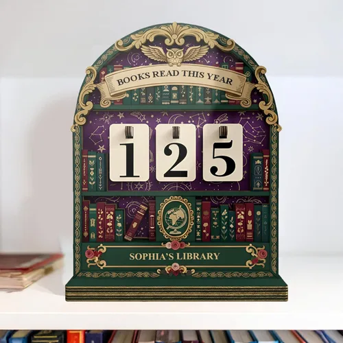Vista 12 de Rastreador de Lectura de Libros Personalizado, Contador de Libros Leídos Este Año, Decoración de Biblioteca, Letrero de Seguimiento de Libros