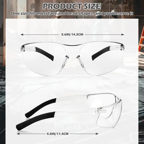 Vista 2 de Paquete de 150 gafas de seguridad transparentes, ligeras, protectoras para uso en interiores y exteriores, mujeres y hombres, trabajo, laboratorio
