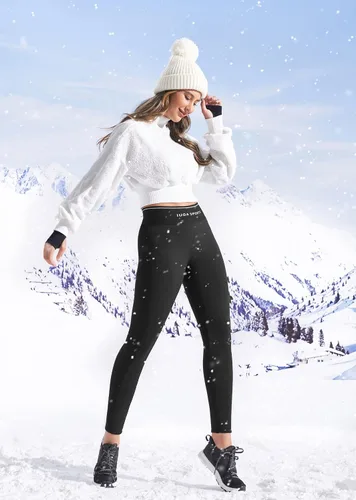 Vista 5 de IUGA Leggings gruesos con forro polar para mujer, de cintura alta, cálidos, pantalones de yoga para entrenamiento de invierno, leggings térmicos