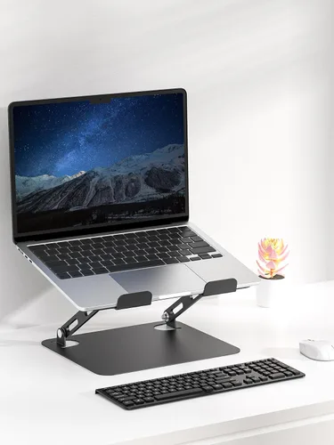 Vista 4 de SOUNDANCE Soporte para computadora portátil con base pesada estable, altura ajustable multiángulo, soporte ergonómico de metal elevador, elevador