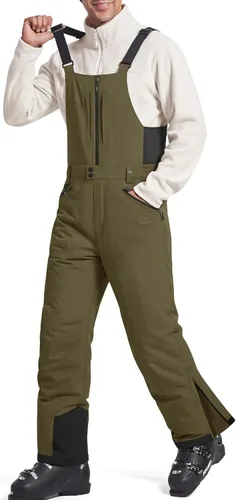 Vista 12 de FREE SOLDIER Overoles de esquí con peto para hombre, impermeables y con aislamiento Negro