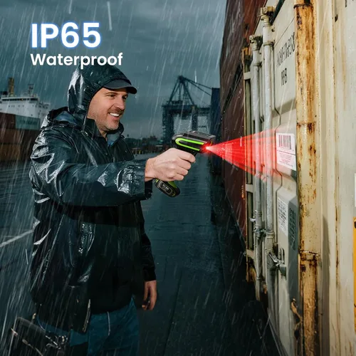Vista 3 de Eyoyo Escáner de código de barras inalámbrico industrial: escáner Bluetooth impermeable 3 en 1 con base de carga e indicador de batería, lector