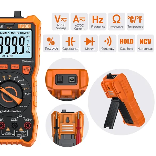 Vista 2 de Proster Multímetro Digital 6000 Count - TRMS Voltímetro Multímetro Digital de Rango Automático Probador, Detector NCV Medidor de Corriente y Voltaje