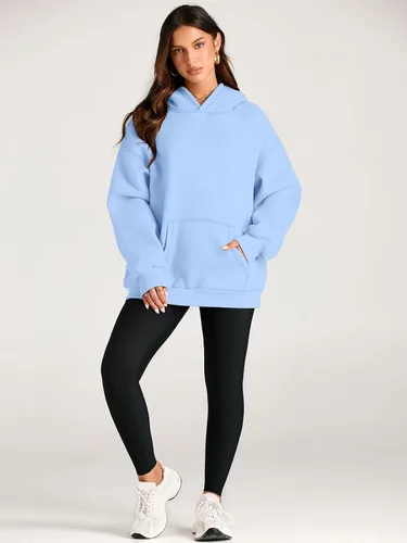 Vista 6 de EFAN - Sudadera con capucha para mujer - Sudadera de vellón sobredimensionada con mangas largas para otoño e invierno, ropa de moda inspirada
