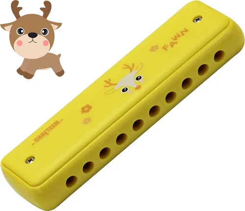 Vista 7 de Crafteem Armónica de blues colorida, clave de do para niños, niños pequeños, principiantes, instrumento musical de juguete con 10 agujeros y 20 tonos