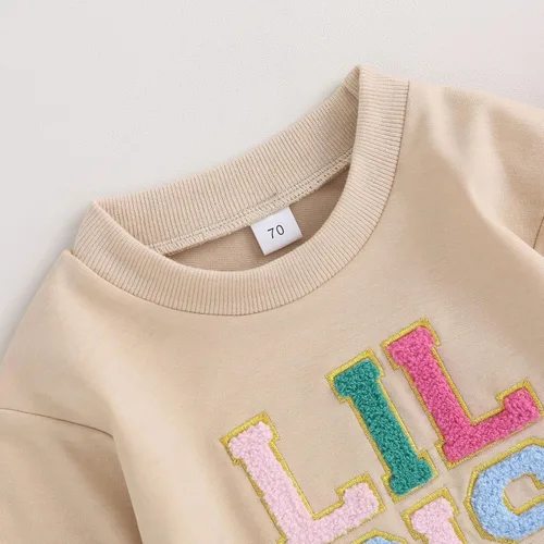 Vista 5 de FOCUSNORM Ropa de bebé recién nacida, ropa para niña con estampado de papi, sudadera bordada, mameluco de manga larga