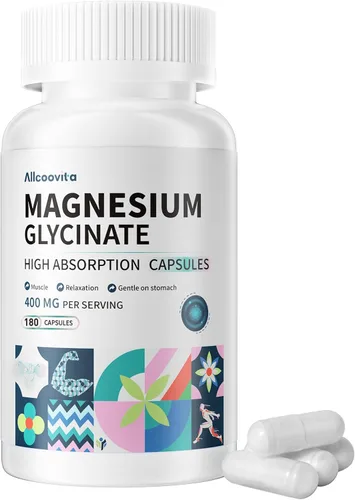 Vista 7 de Glicinato de magnesio 400 mg por porción, 100% quelado para una alta absorción, suave para el estómago, sin OMG, 90 cápsulas vegetarianas