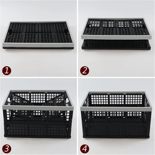 Vista 4 de Caja de plástico apilable grande de 42 litros, caja de almacenamiento plegable, 2 paquetes