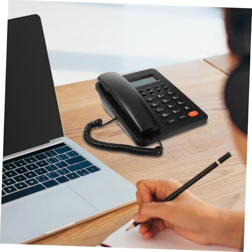 Vista 6 de Teléfono de escritorio Teléfono de oficina Botón fácil de usar Teléfono con cable reutilizable para una comunicación eficiente