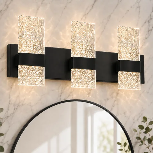 Vista 8 de Lámpara de Tocador para Baño, Moderna Lámpara LED de Tocador Dorado Cepillado, Aplique de Pared LED Regulable de 19W para Baño, Dormitorio, Perfecta